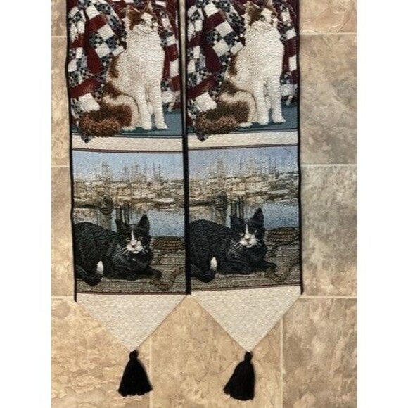 VTG Woodworkers & Weavers Lot of 2 Kitty Corner Bell Pull Tapestry Wall Hanging - Picture 6 of 10